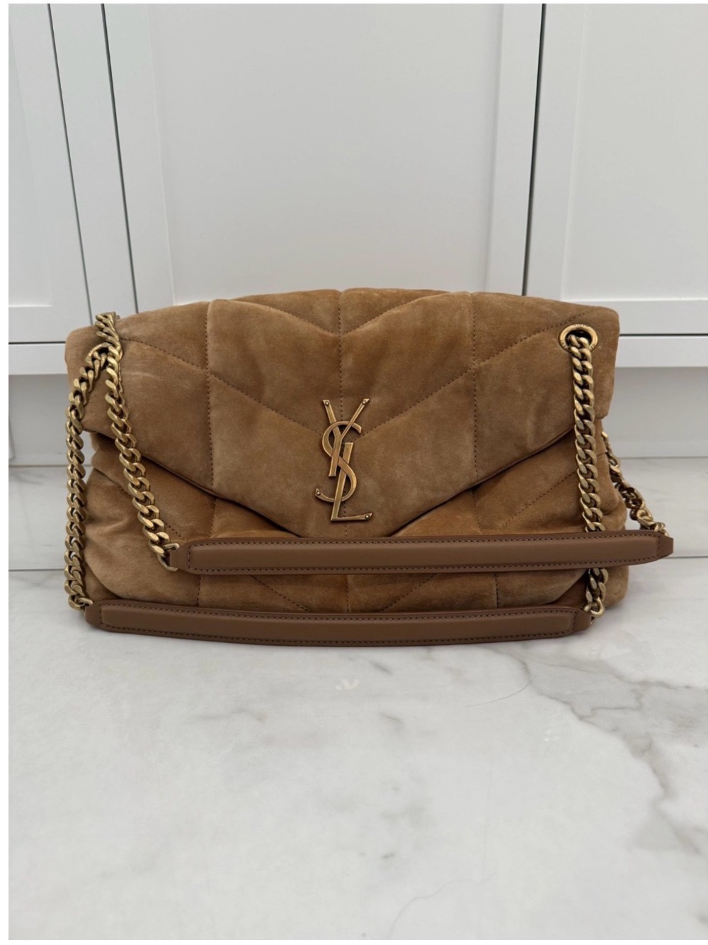 Saint Laurent Medium Loulou Puffer Matelassé
Suede Shoulder Bag - Cinnamon (YSL)